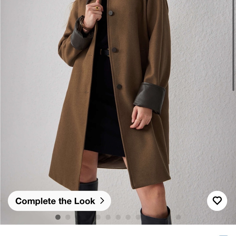 Elegant Brown Coat with Leather Accents